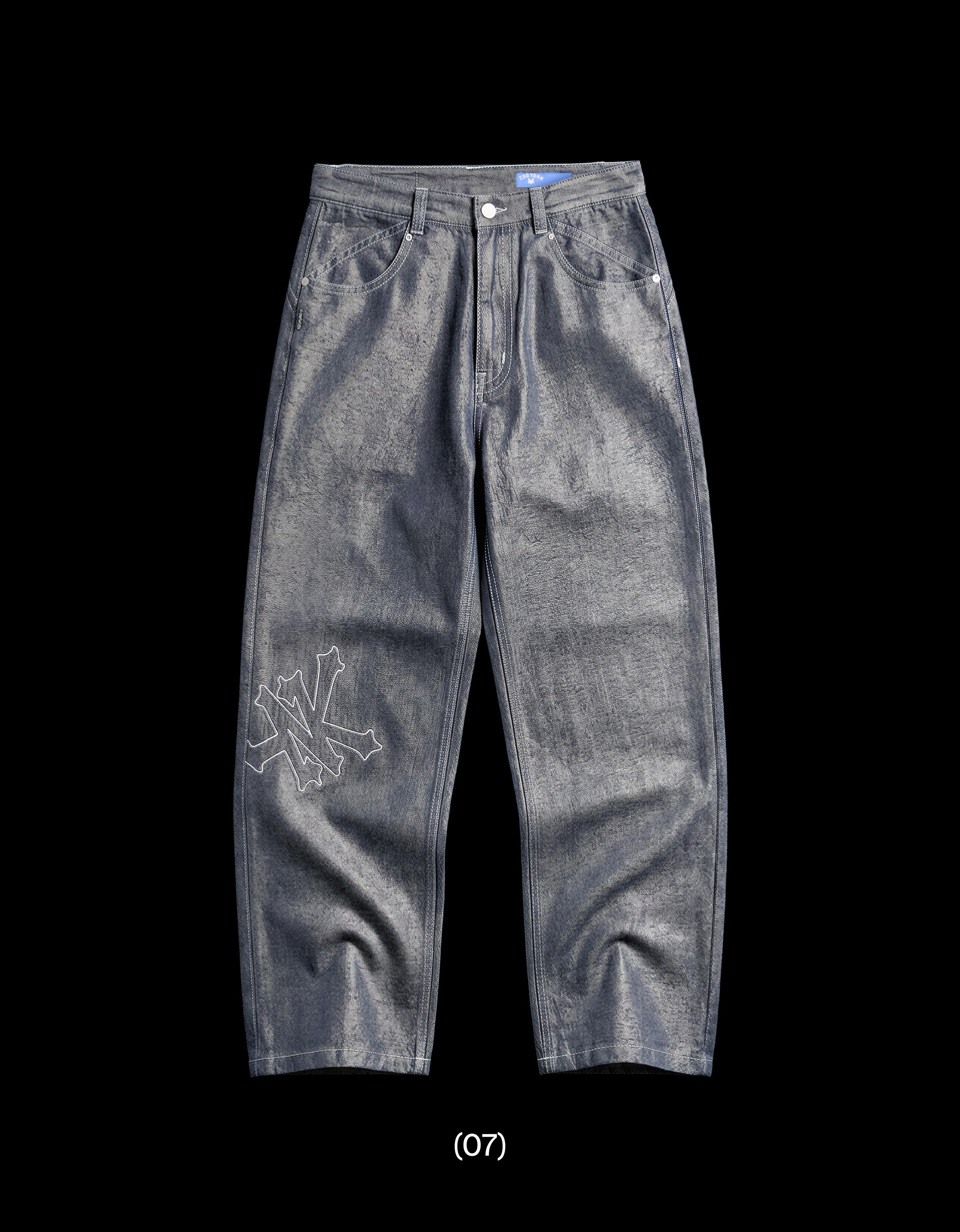 ZOO YORK X BERSHKA embroidered jeans — Grey