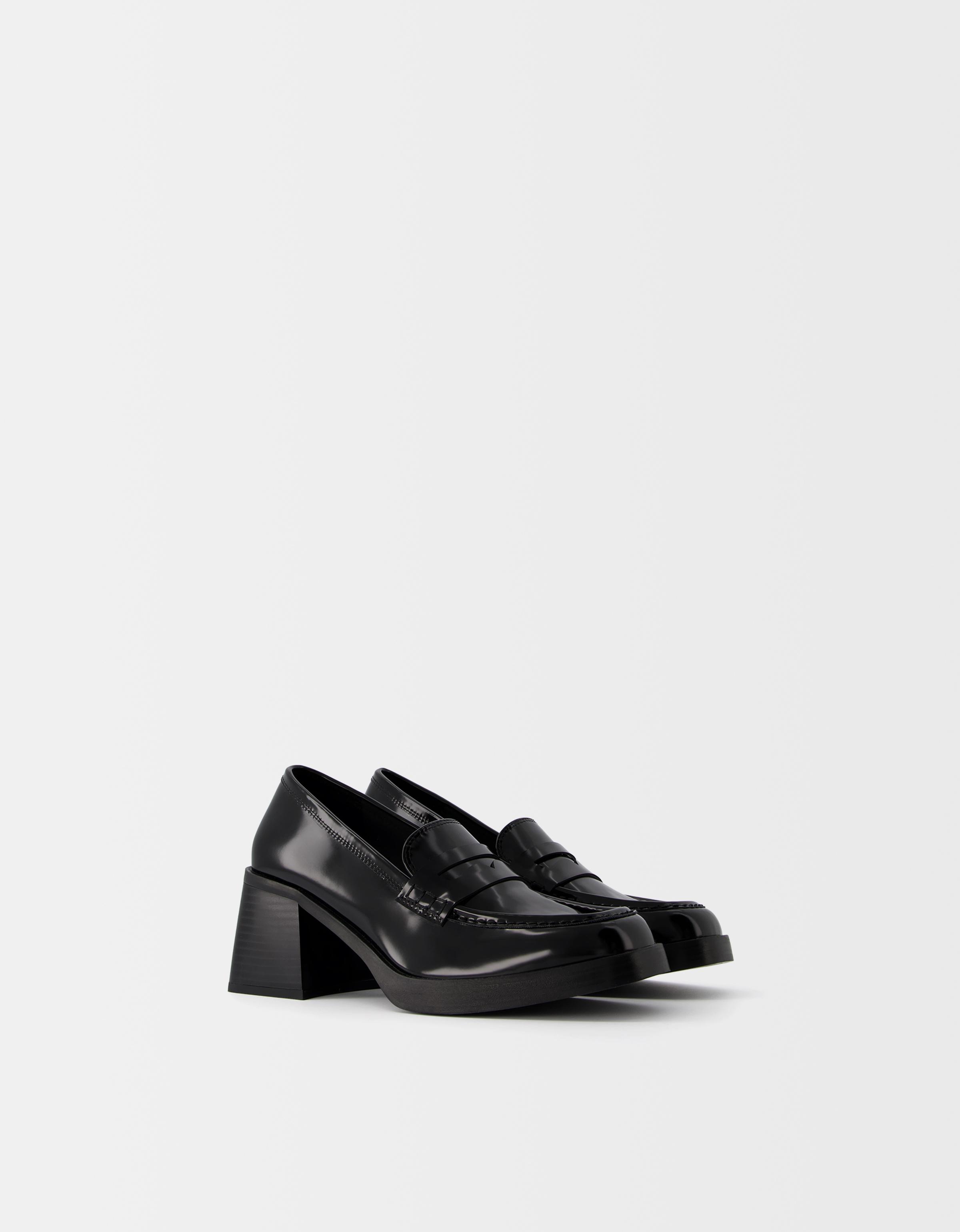 Bershka Loafer Mit Absatz Damen 40 Schwarz