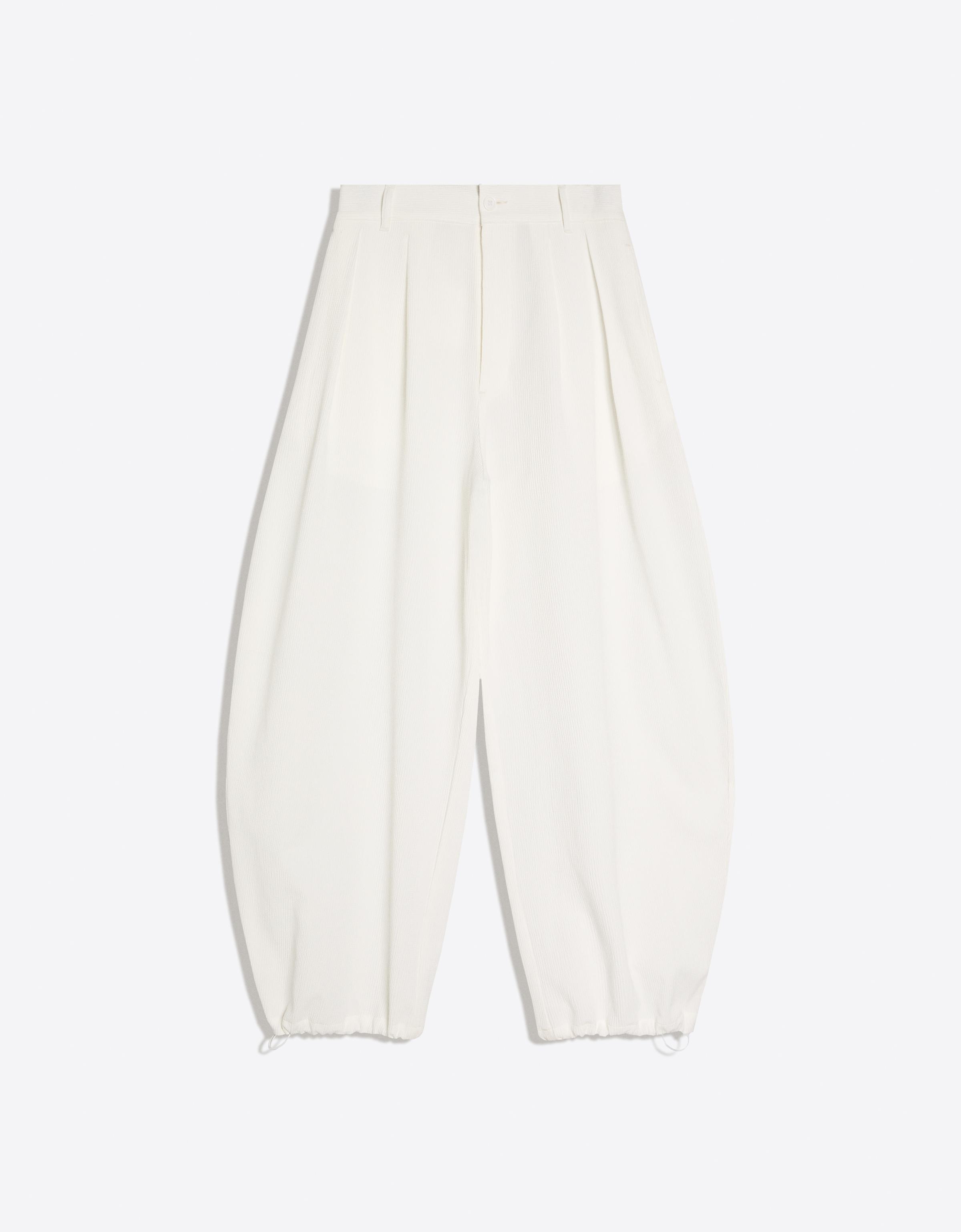 Pleated semi-jogger super baggy trousers — White