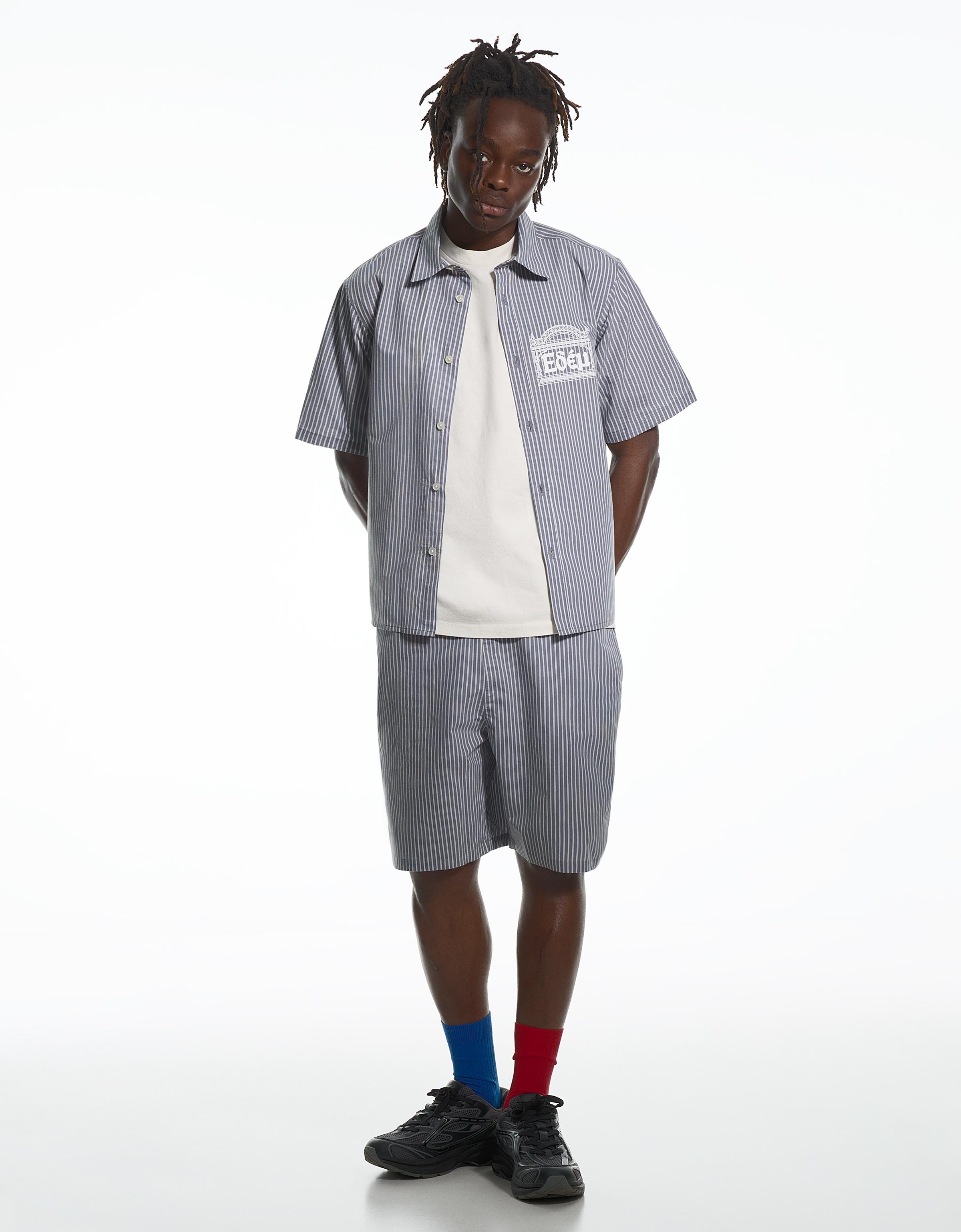 Bermuda Relaxed Fit Aries X Hombre S Gris Oscuro
