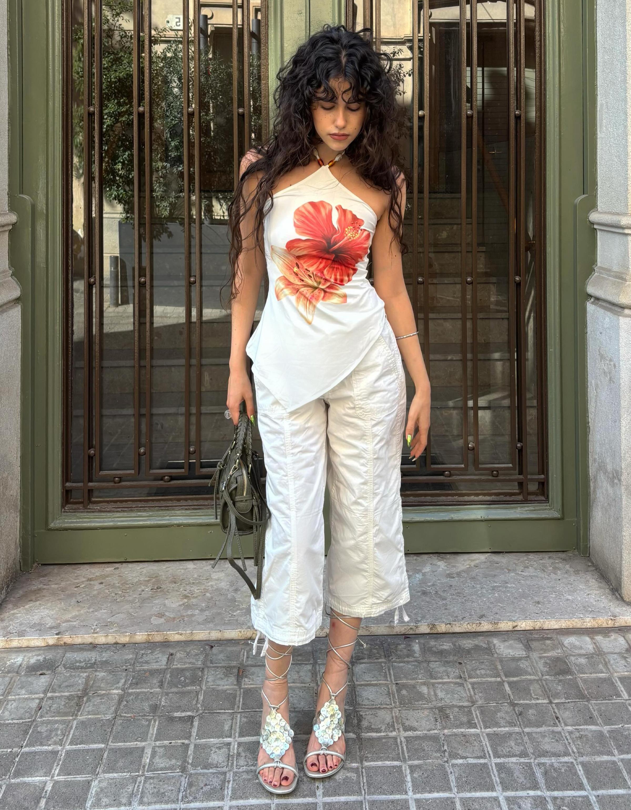 Bershka Desenli halter yaka top görsel 7