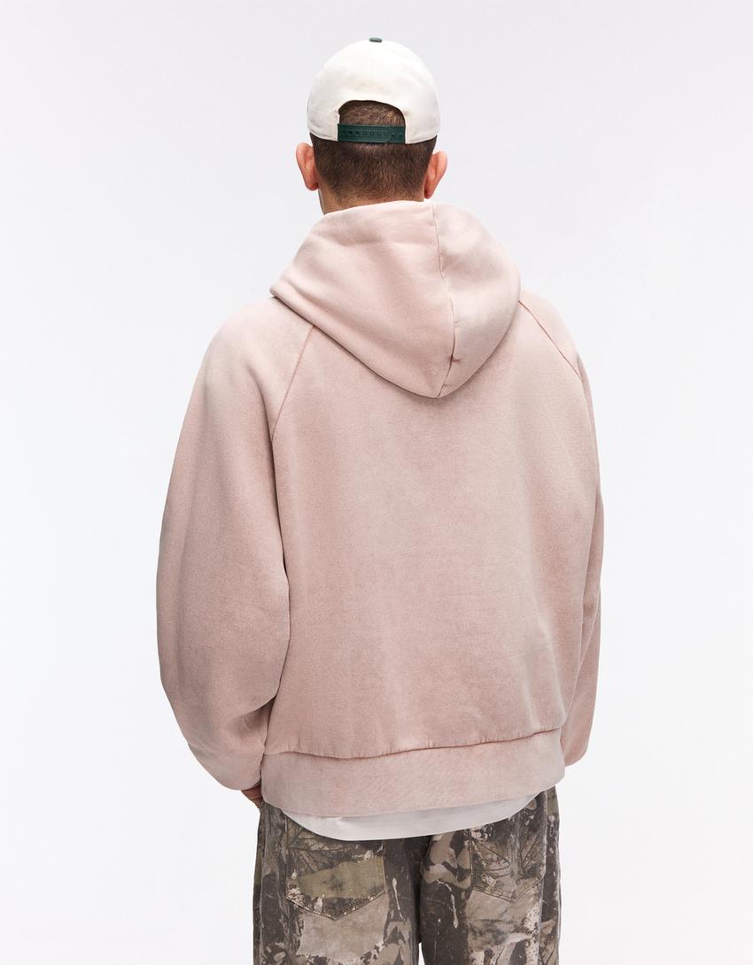 Sweatshirt boxy fit capuz-Rosa suave
