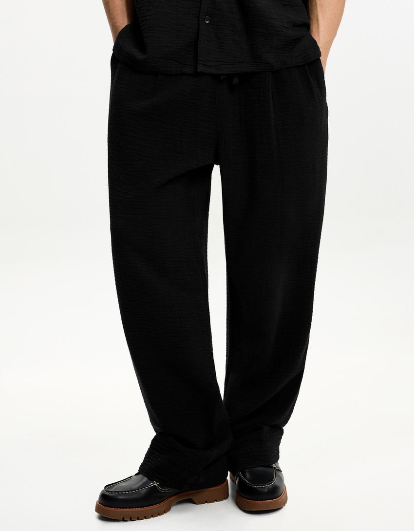 Ensemble chemise et pantalon-Noir-3
