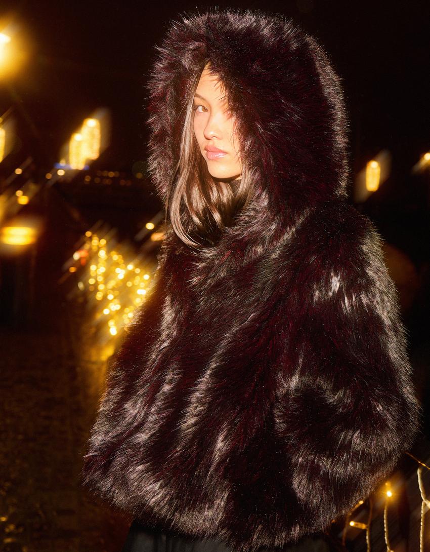 Faux fur hooded jacket