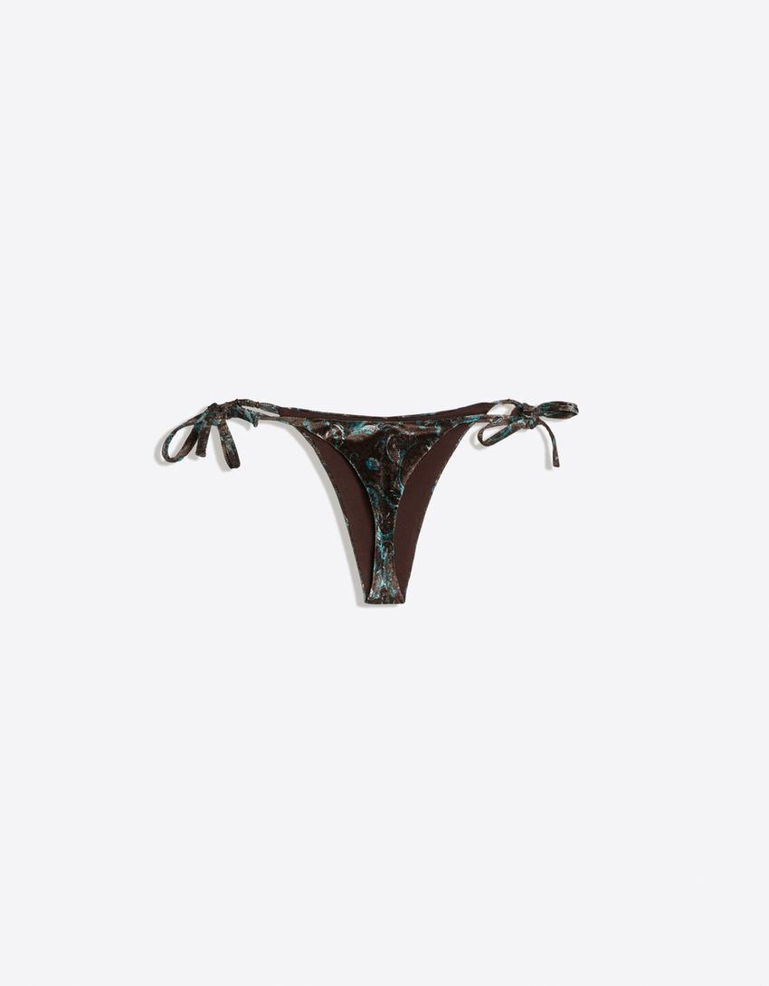 Bas de bikini string en mesh-Bleu
