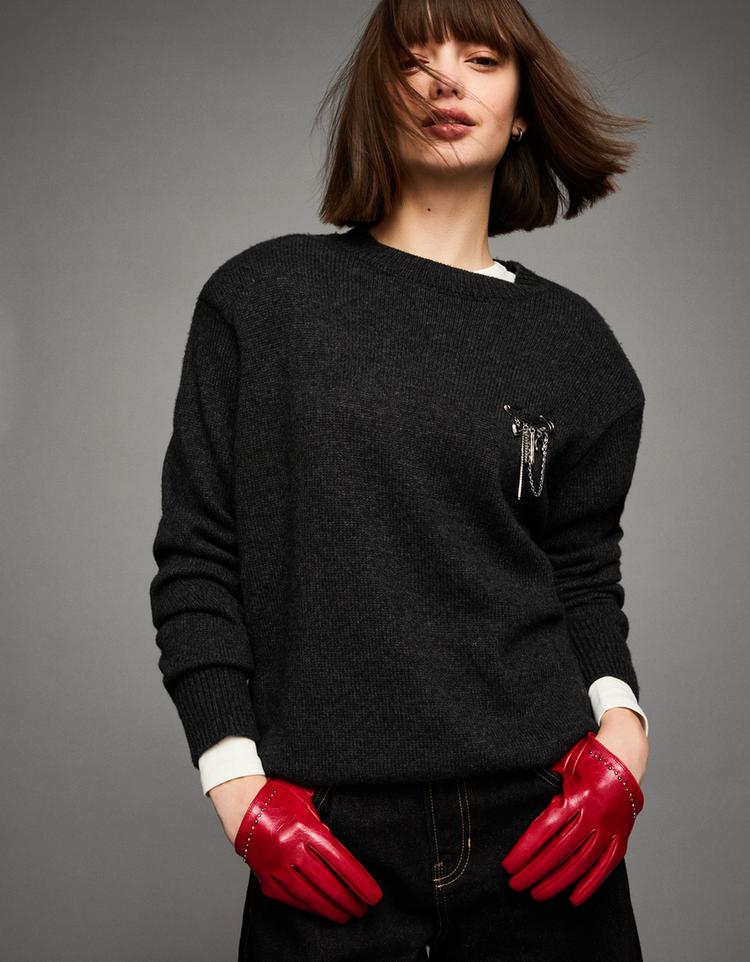 Guantes corto efecto piel tachas