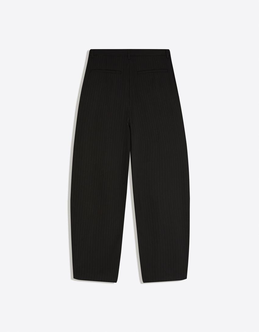 Super baggy tailored darted trousers-Black