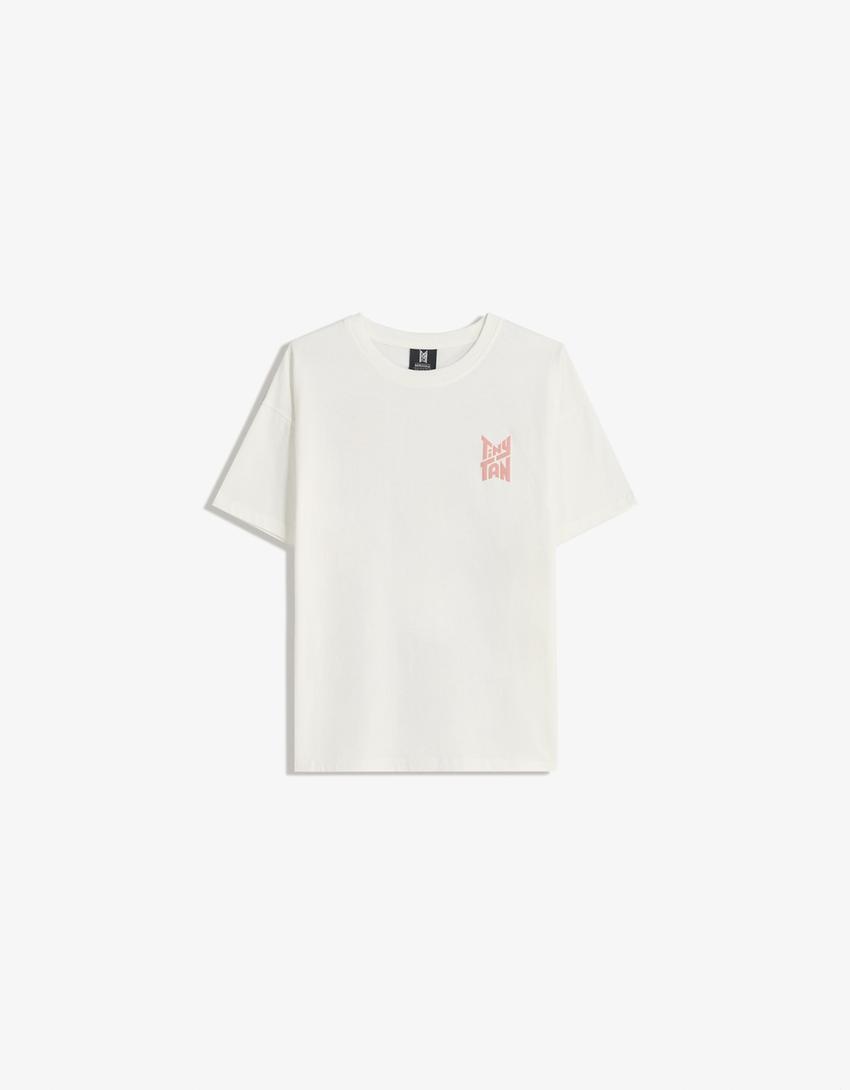 Camiseta TinyTAN tan manga corta print-Blanco roto-0