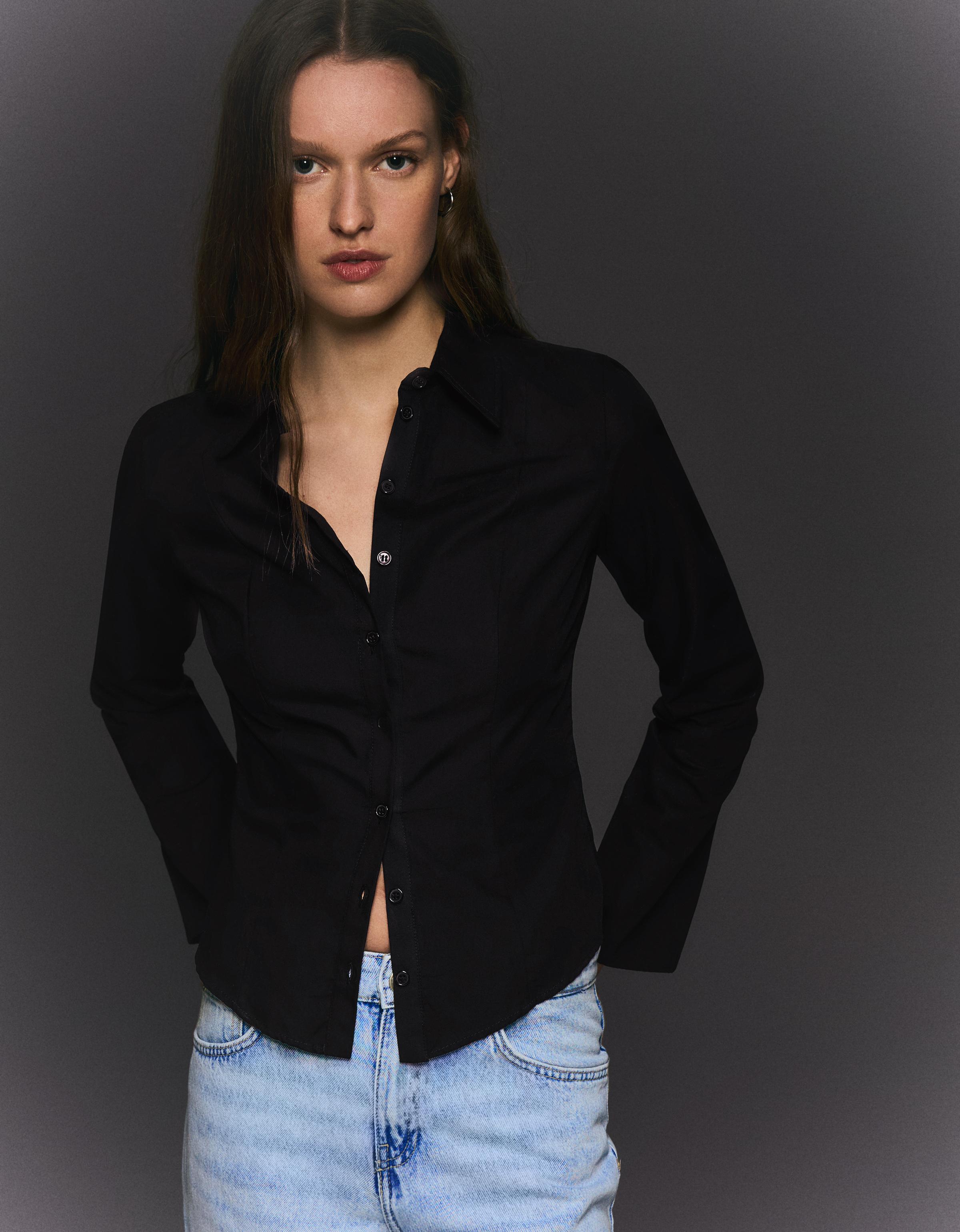 Çan kollu vücuda oturan gömlek - Görsel 33