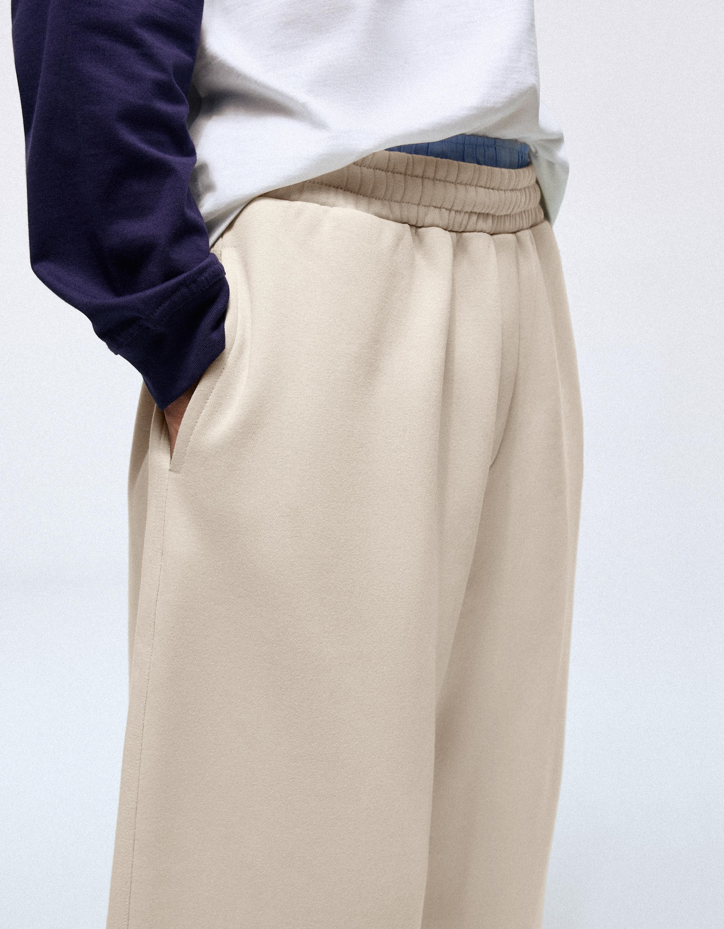 Napped balloon trousers — Stone