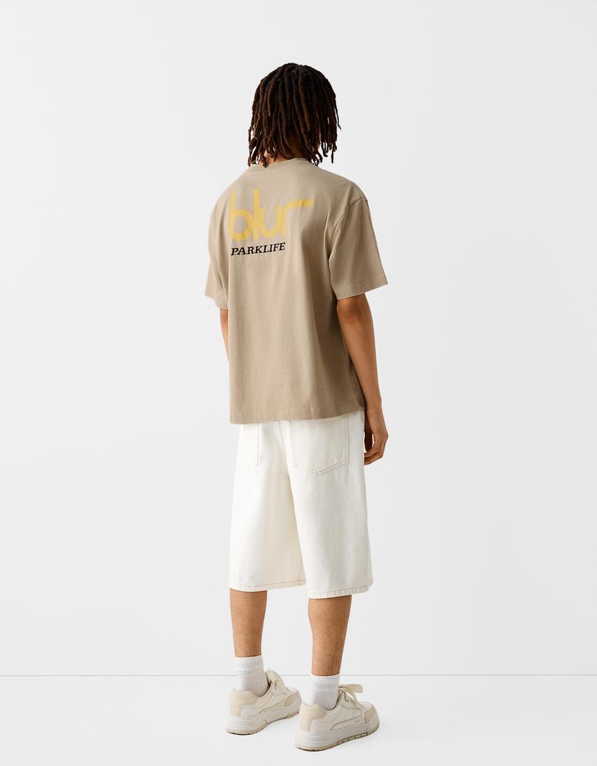 T-shirt manches courtes boxy fit imprimé Blur-Camel-1