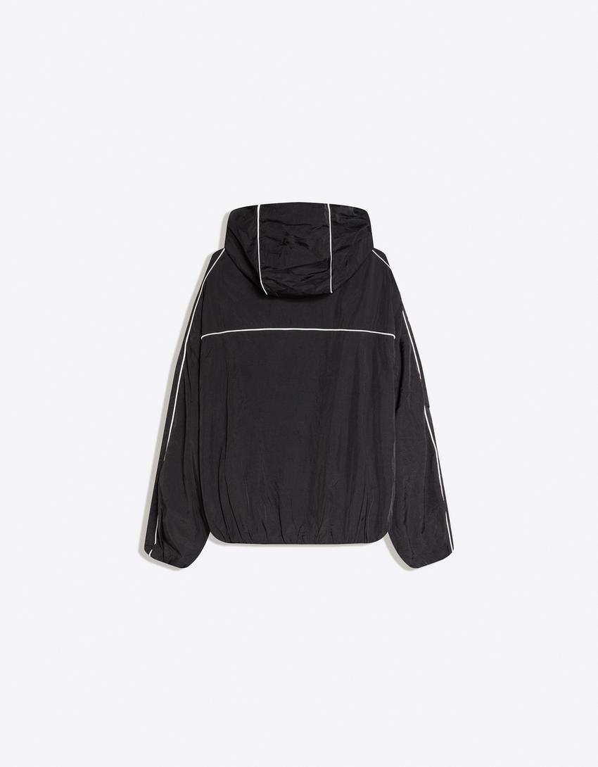 Technical hooded jacket-Black