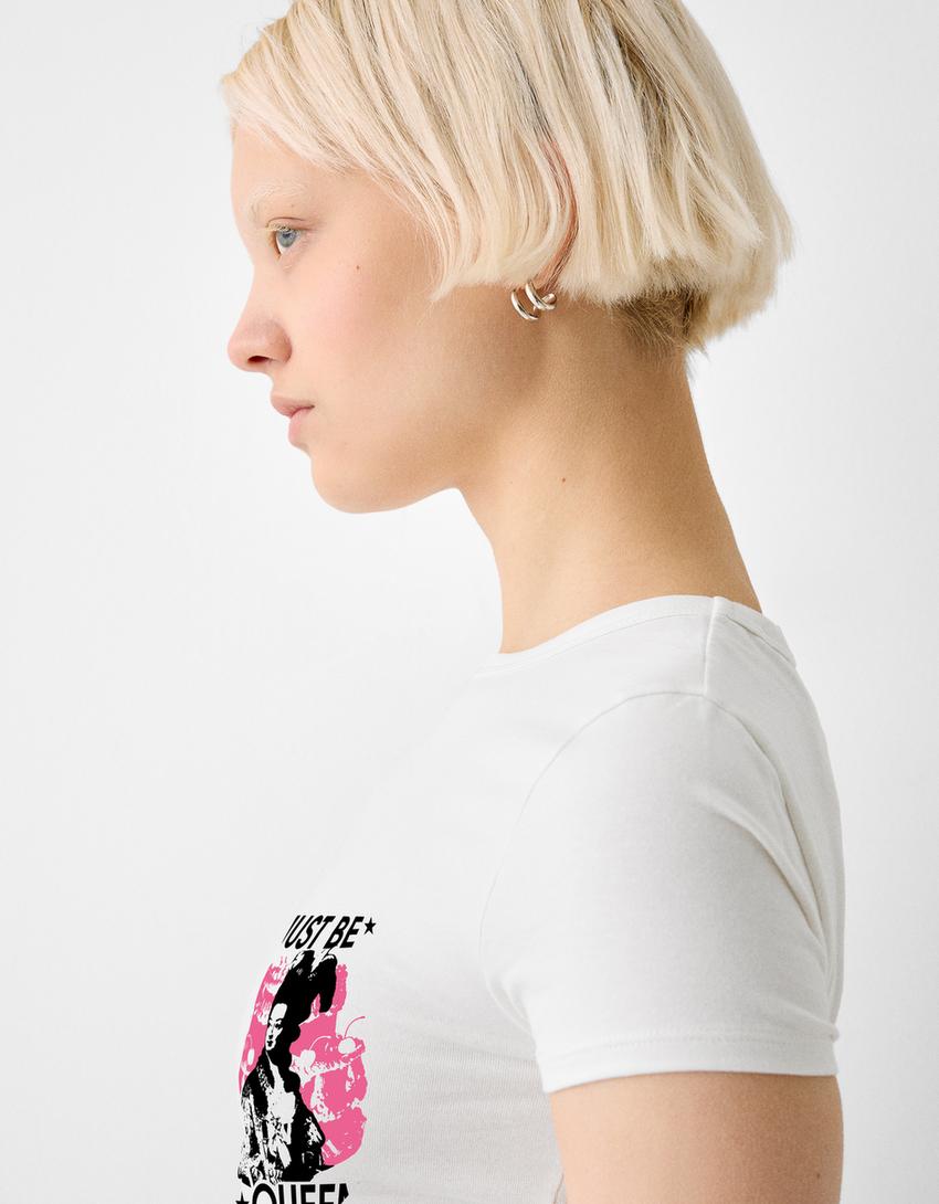 T-shirt Marie Antoinette de manga curta-Gelo-6