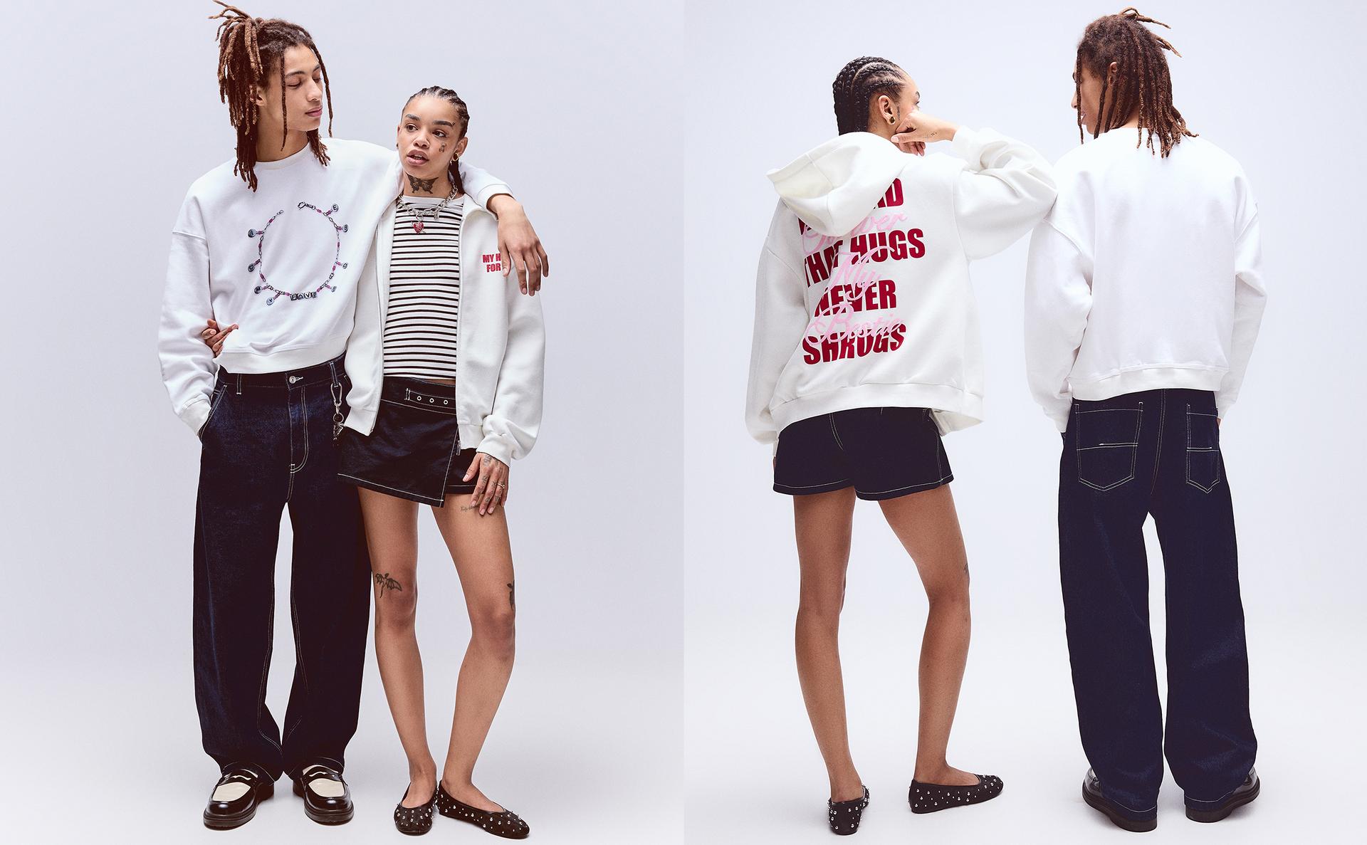 Zip-up print hoodie