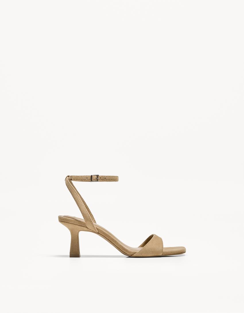 Sandale talon bride cheville-Marron clair-5