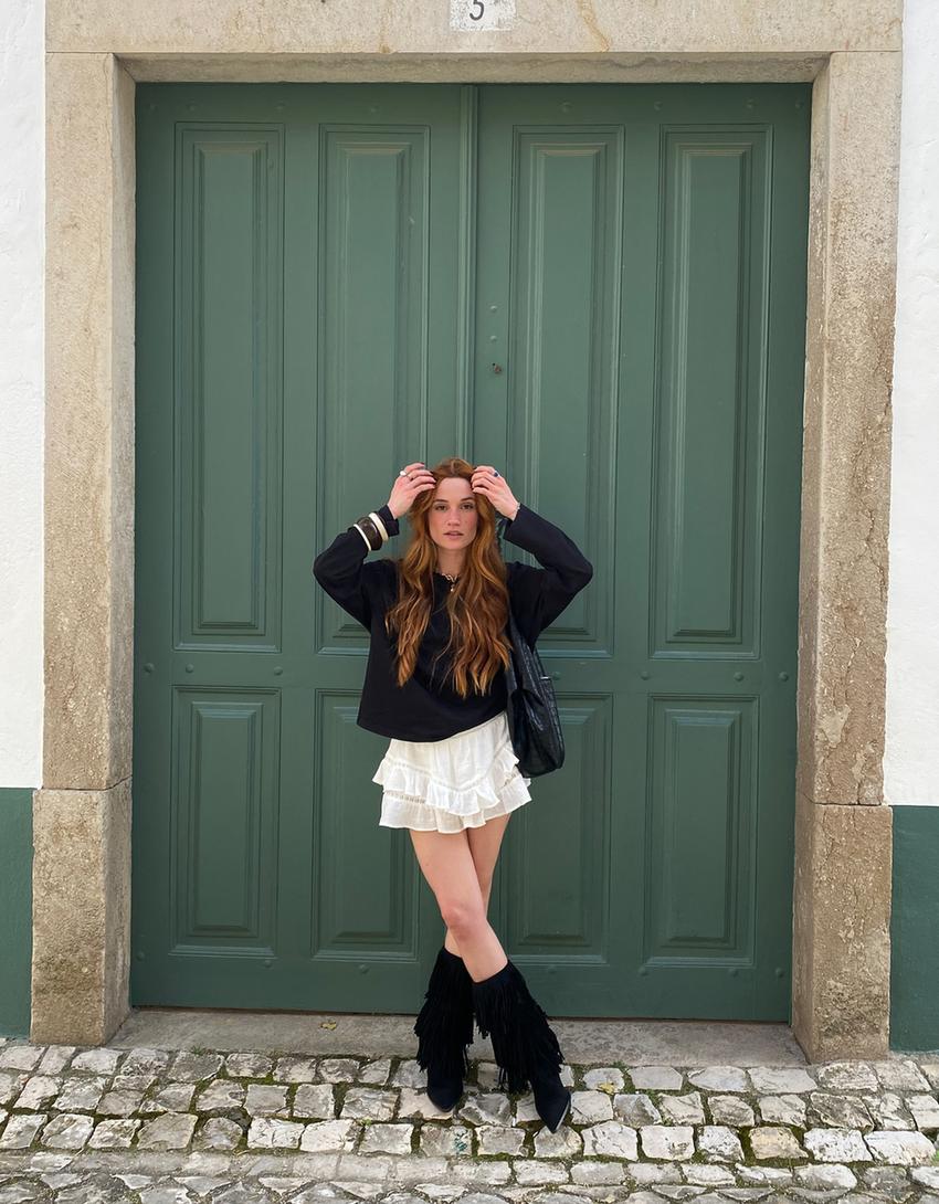 Boho broekrok met structuur-Ecru-5