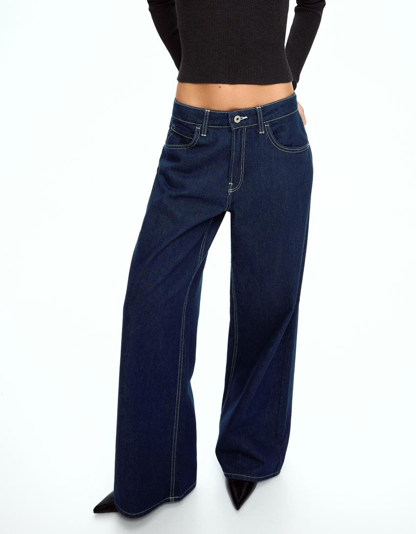 Wide-leg jeans-Navy-2