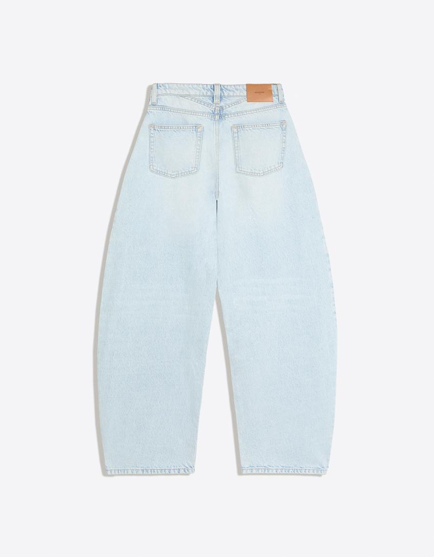 High-waist barrel jeans-Light blue