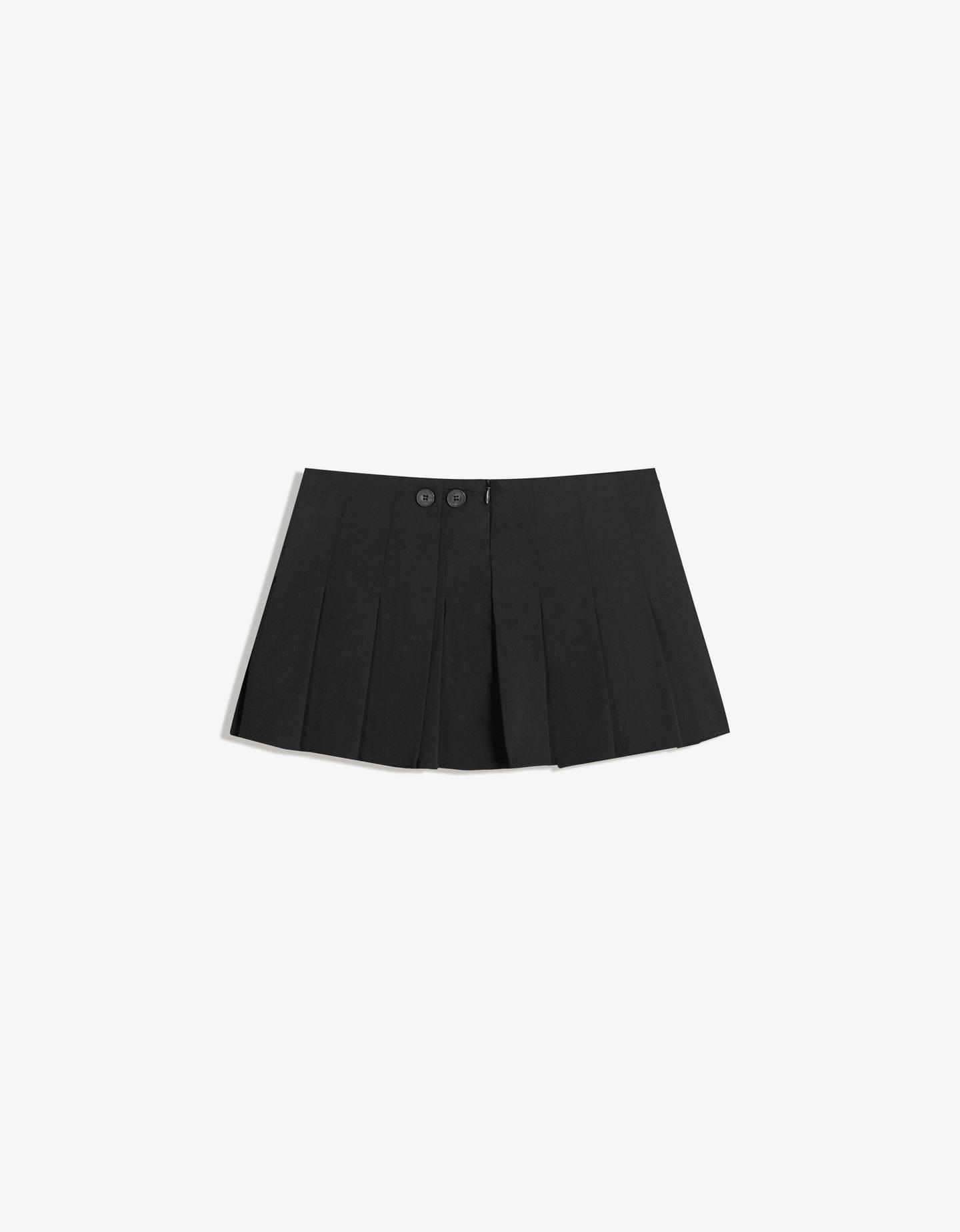 Bershka Falda Mini Tablas Mujer 44 Negro