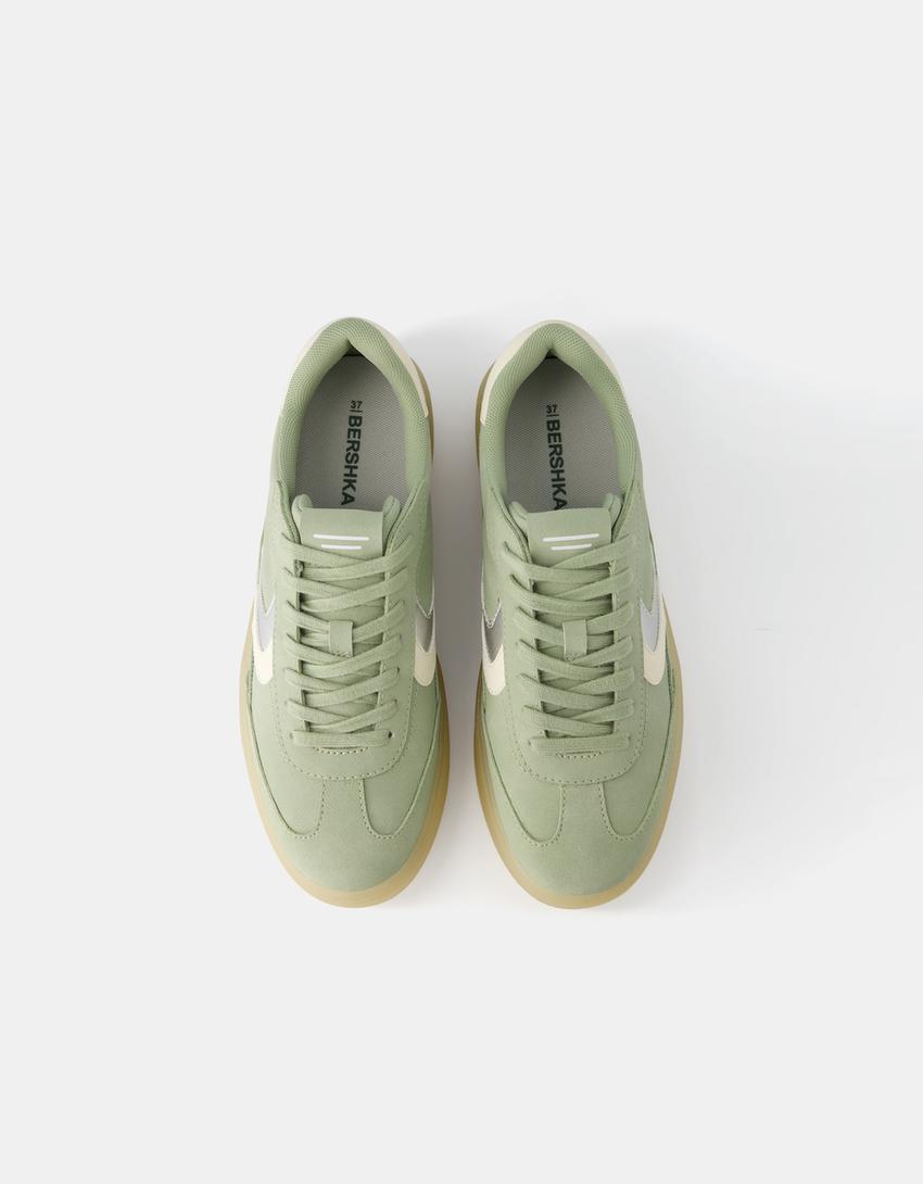 Sneakers rétro plateforme-Vert