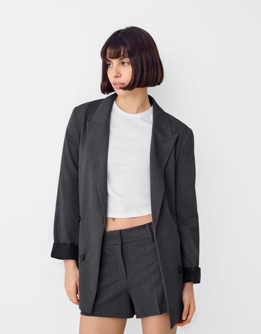 Short tailleur-Gris foncé-1