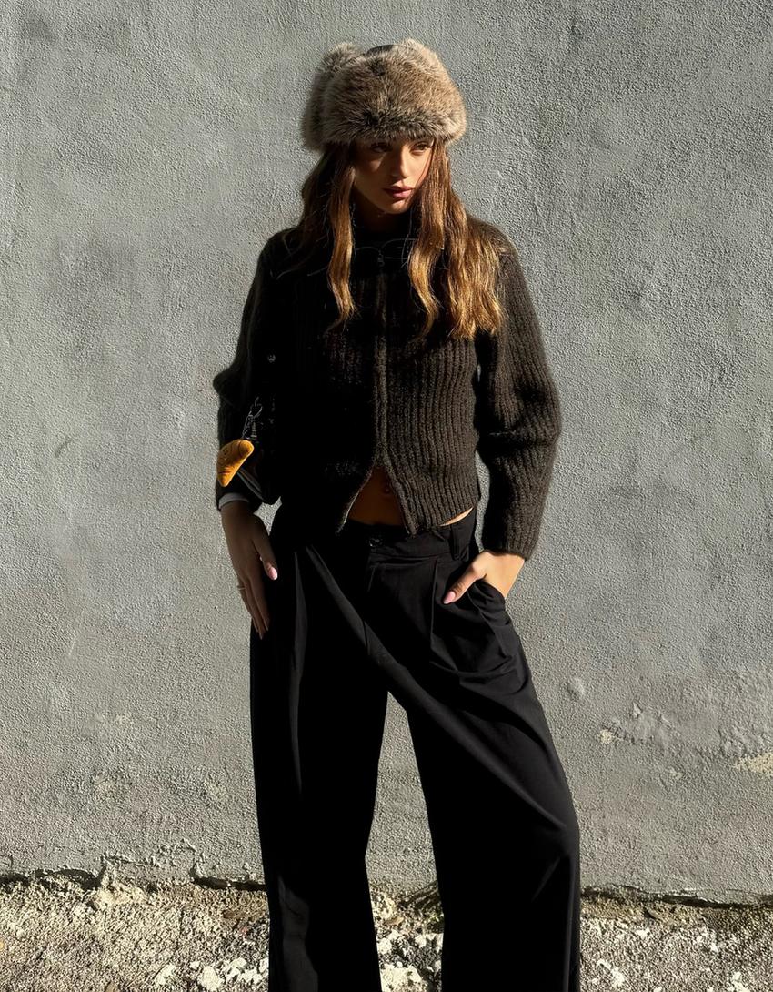 Шапка-авіатор зі штучним хутром-Чорний