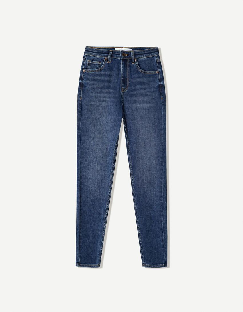 Jeans taille très haute skinny-Bleu