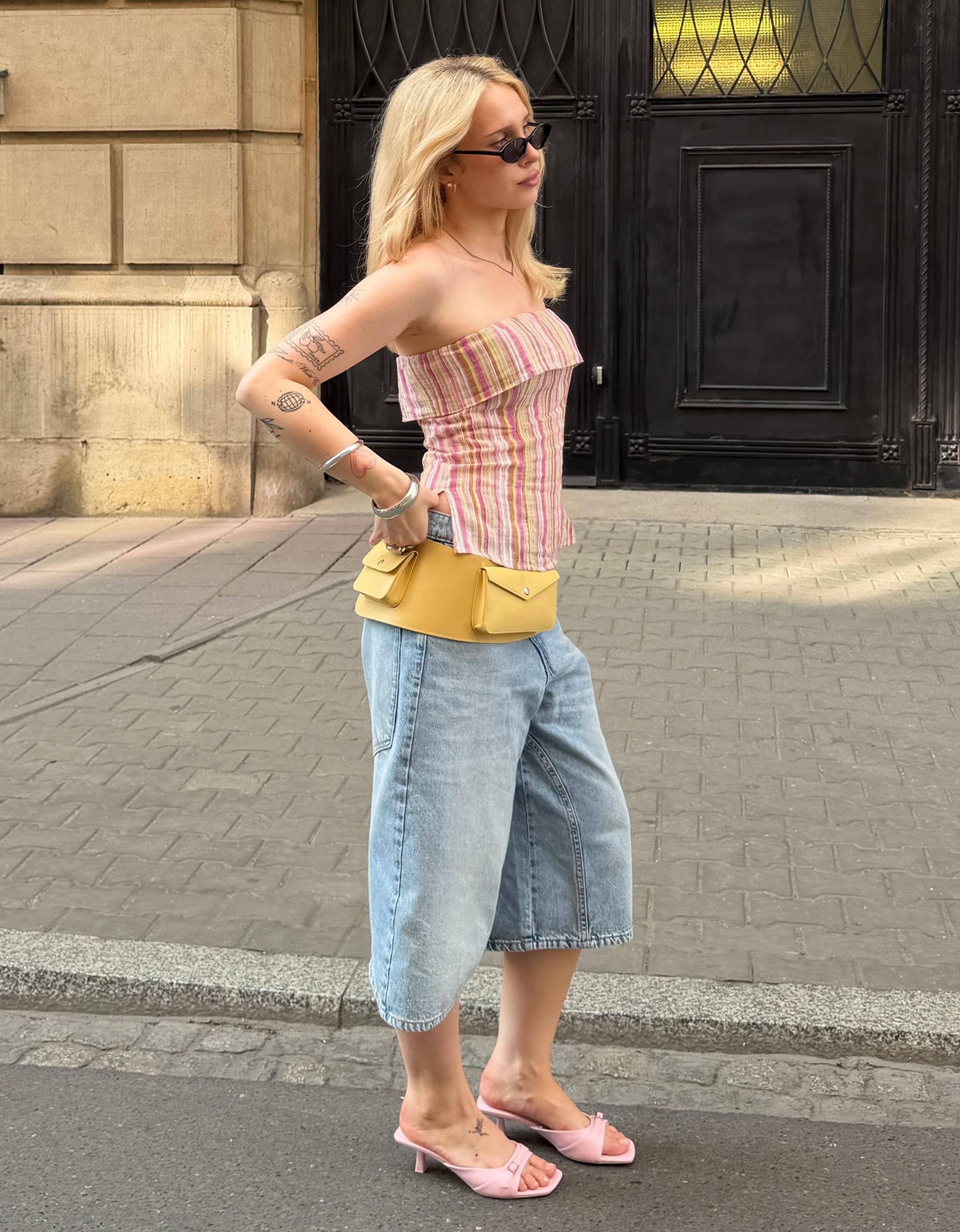 Bershka Top Bandeau Rayas Mujer L Rosa
