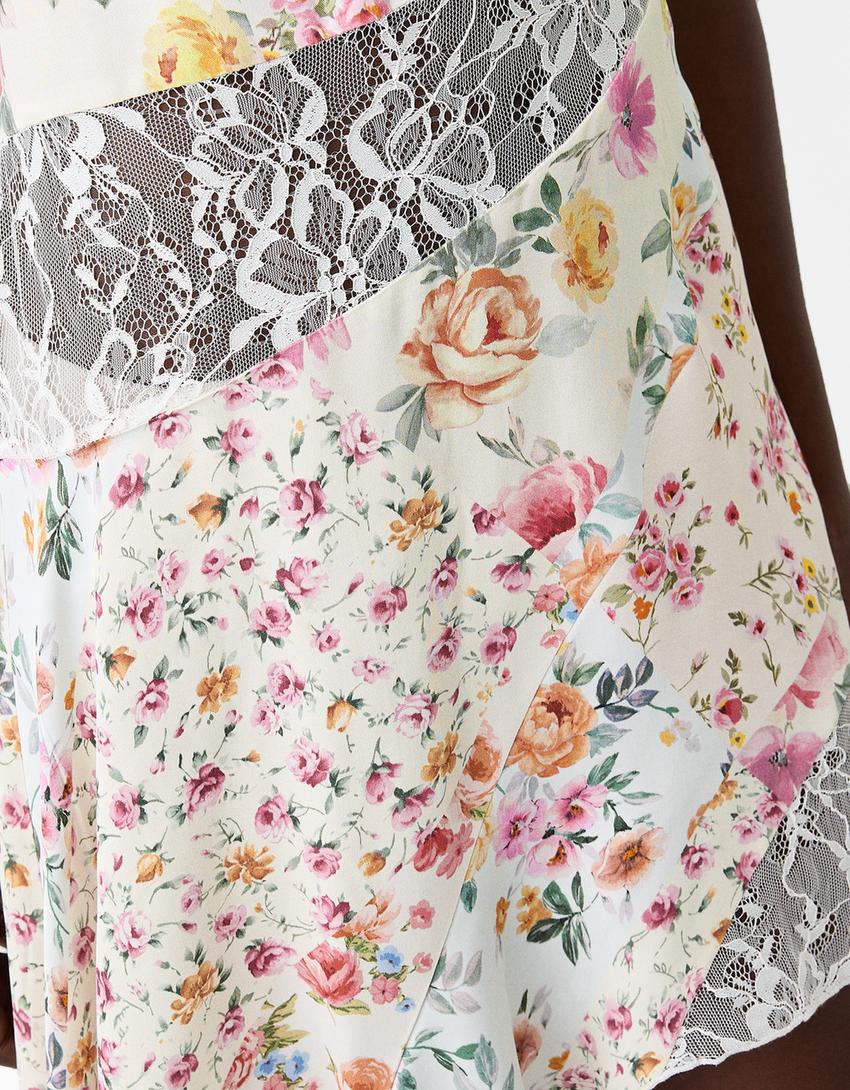 Printed asymmetric dress-Multicolored