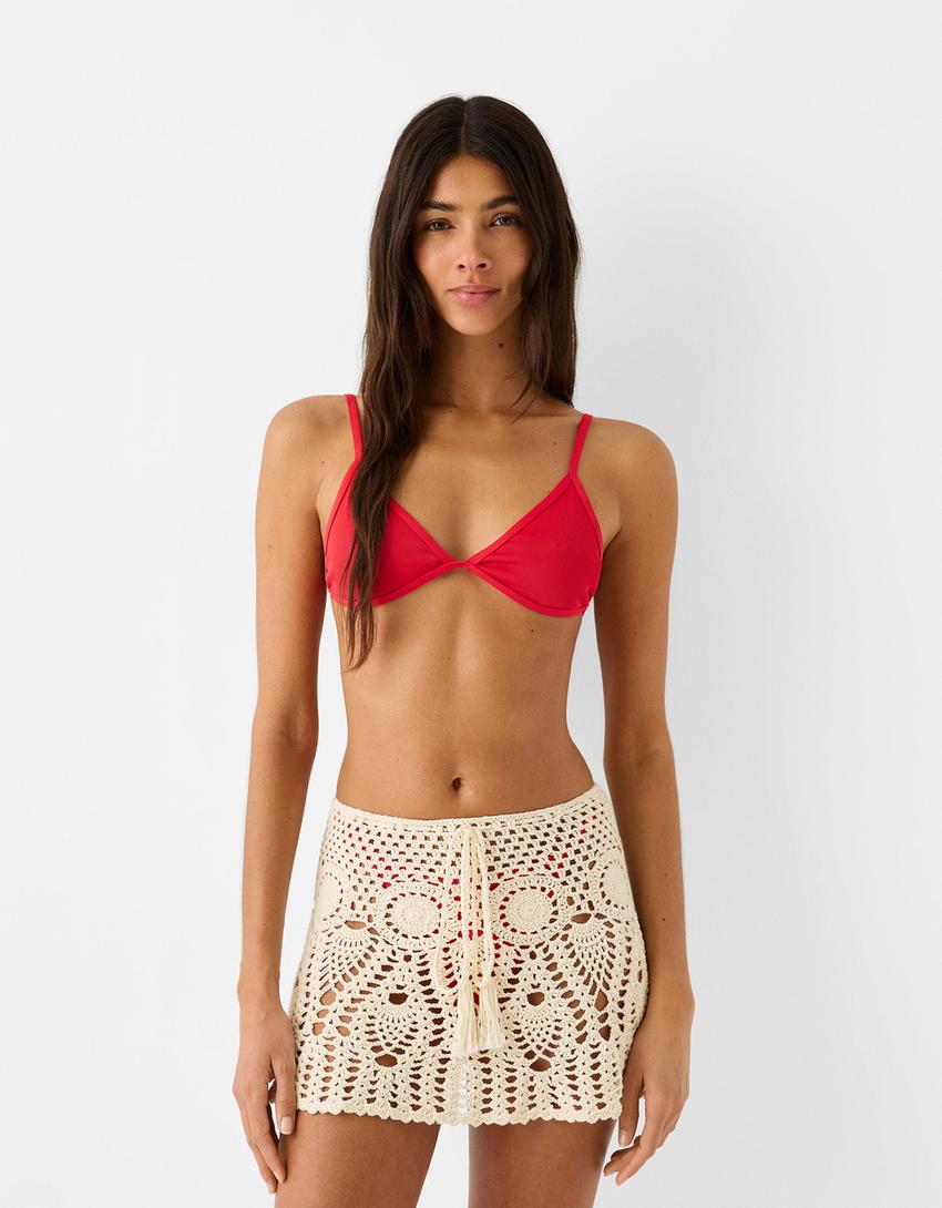 Crochet mini skirt-Cream-1