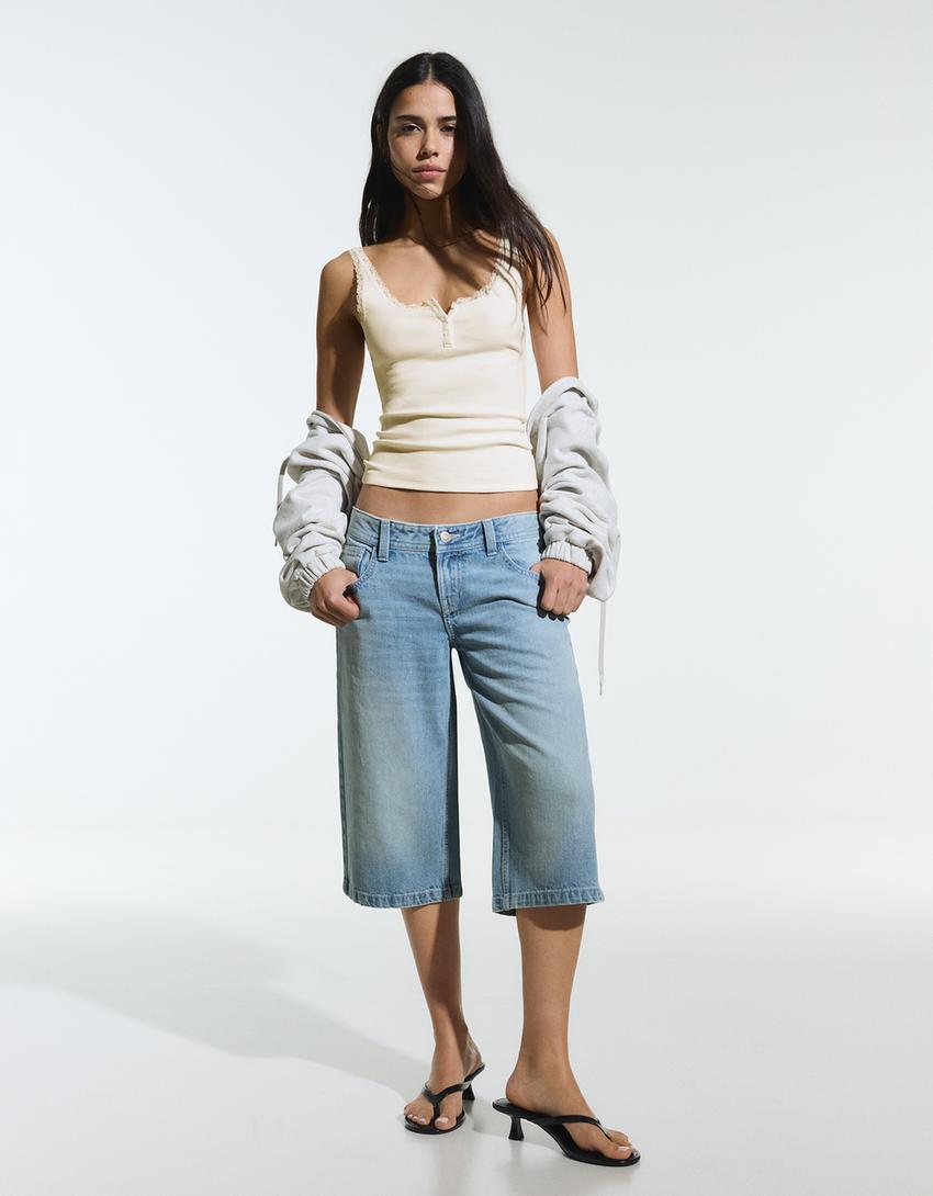 Strappy henley neck top-Off white