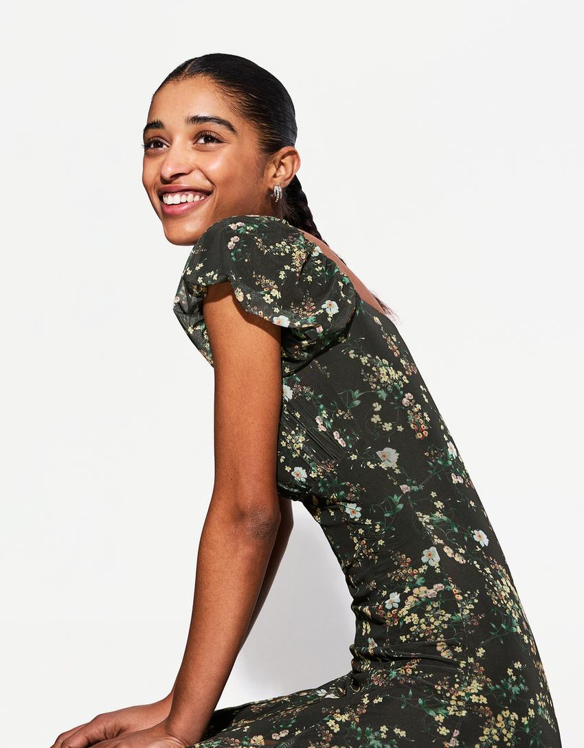 Tüll-Midikleid-Grün