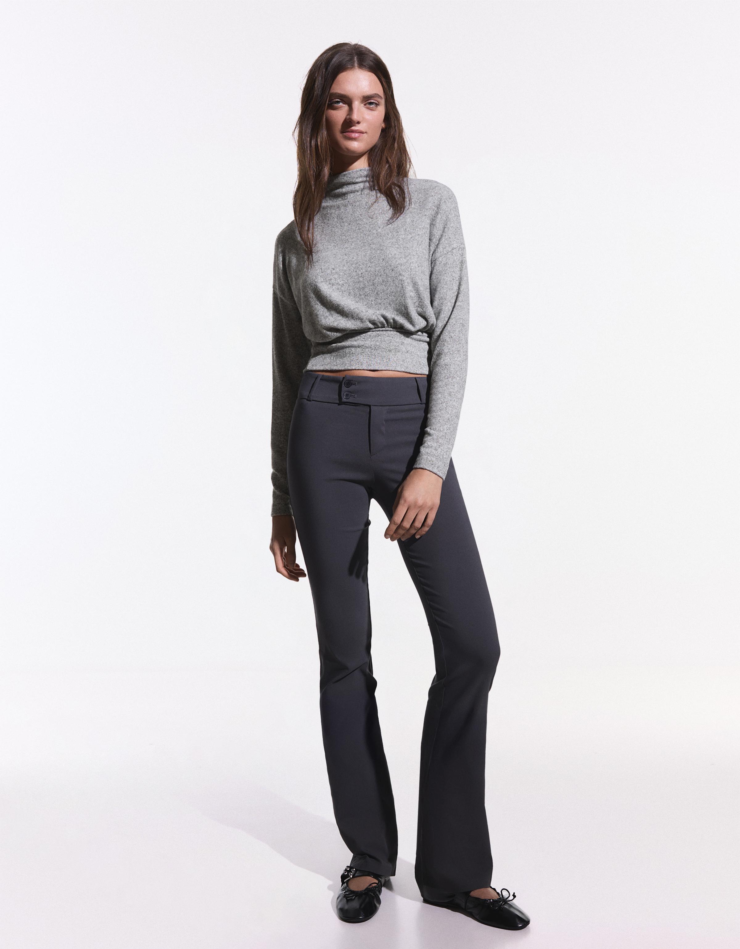 Bershka Stehkragenpullover Damen L Grau