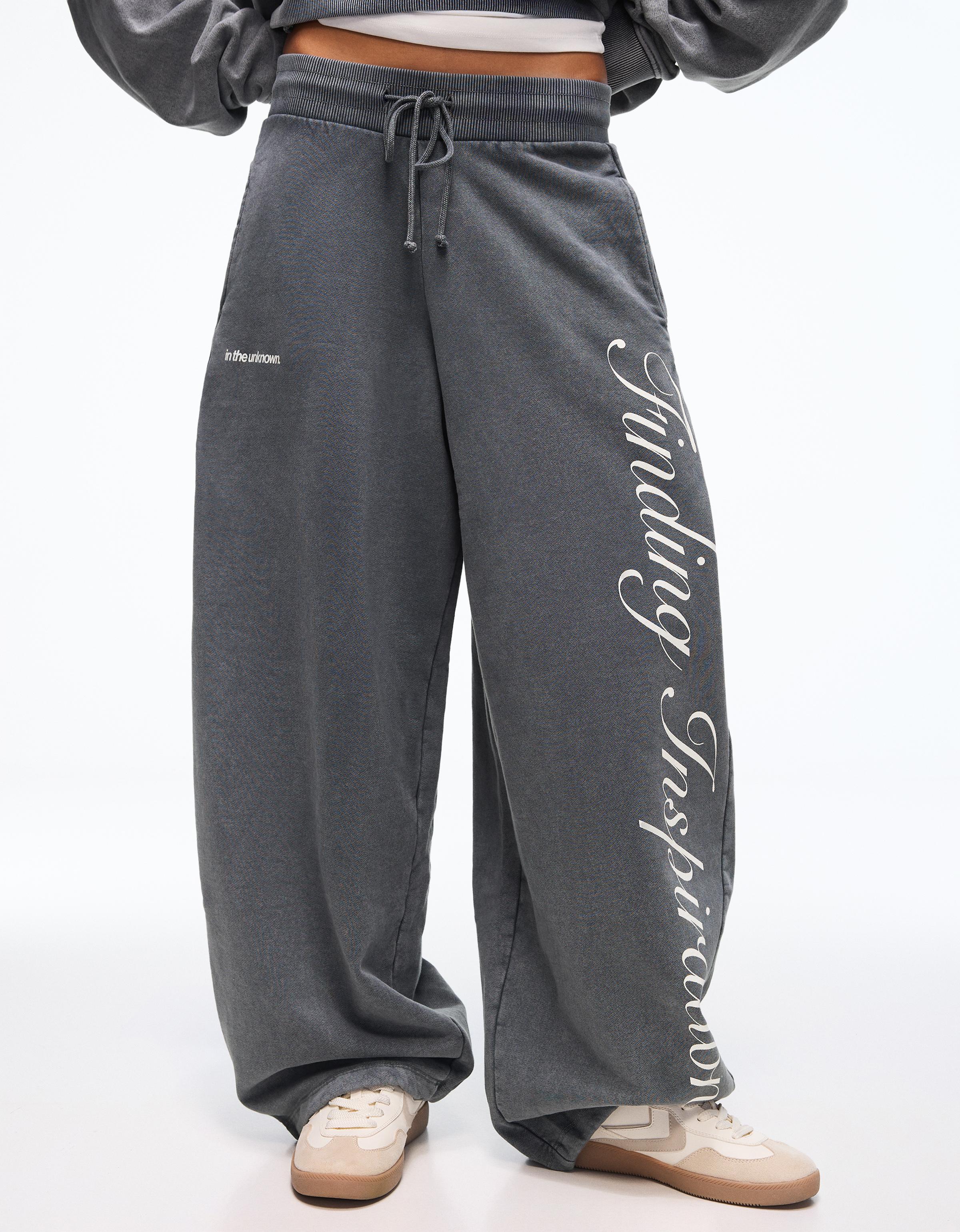 Baskılı barrel fit şardonlu eşofman altı - Görsel 26