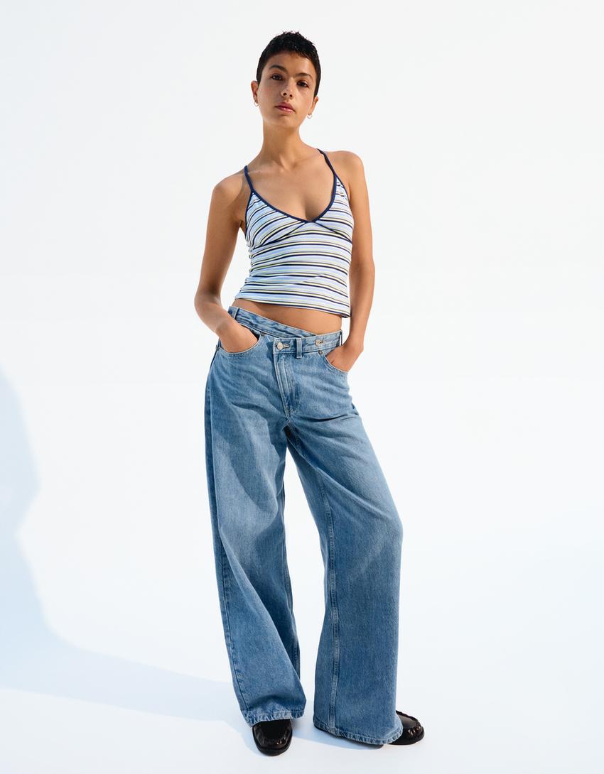 Strappy halter neck top-Light blue-2