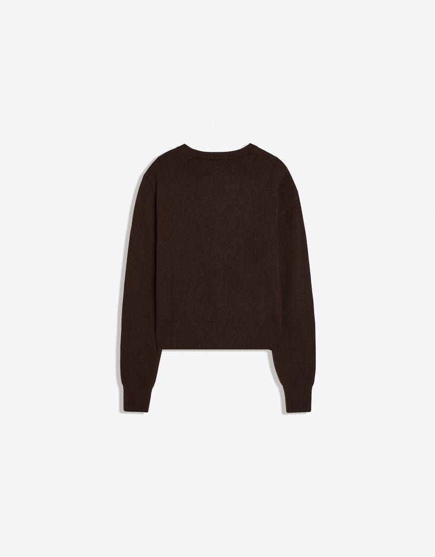 Maglia a collo rotondo-Marrone