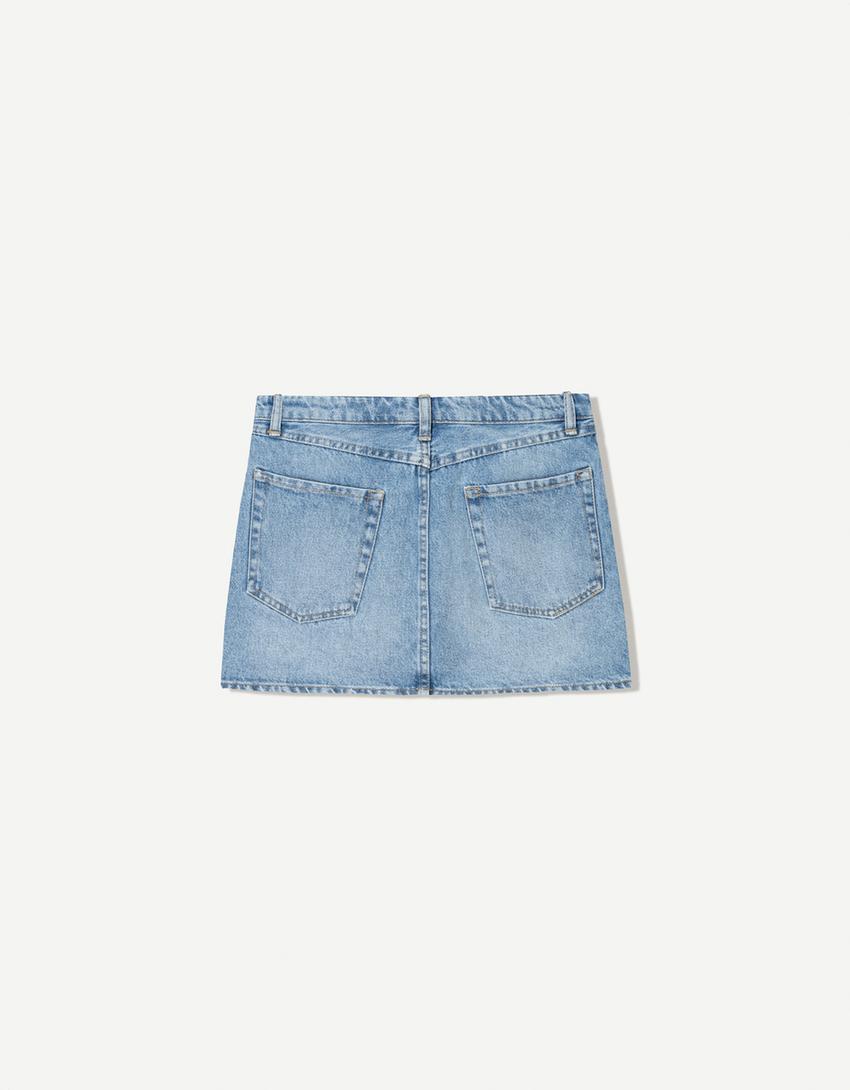 Denim mini skirt-Blue