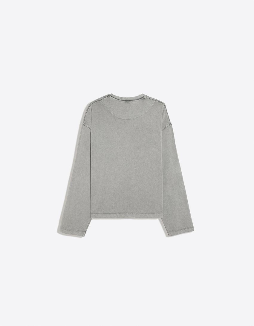 Camiseta manga larga boxy-Gris