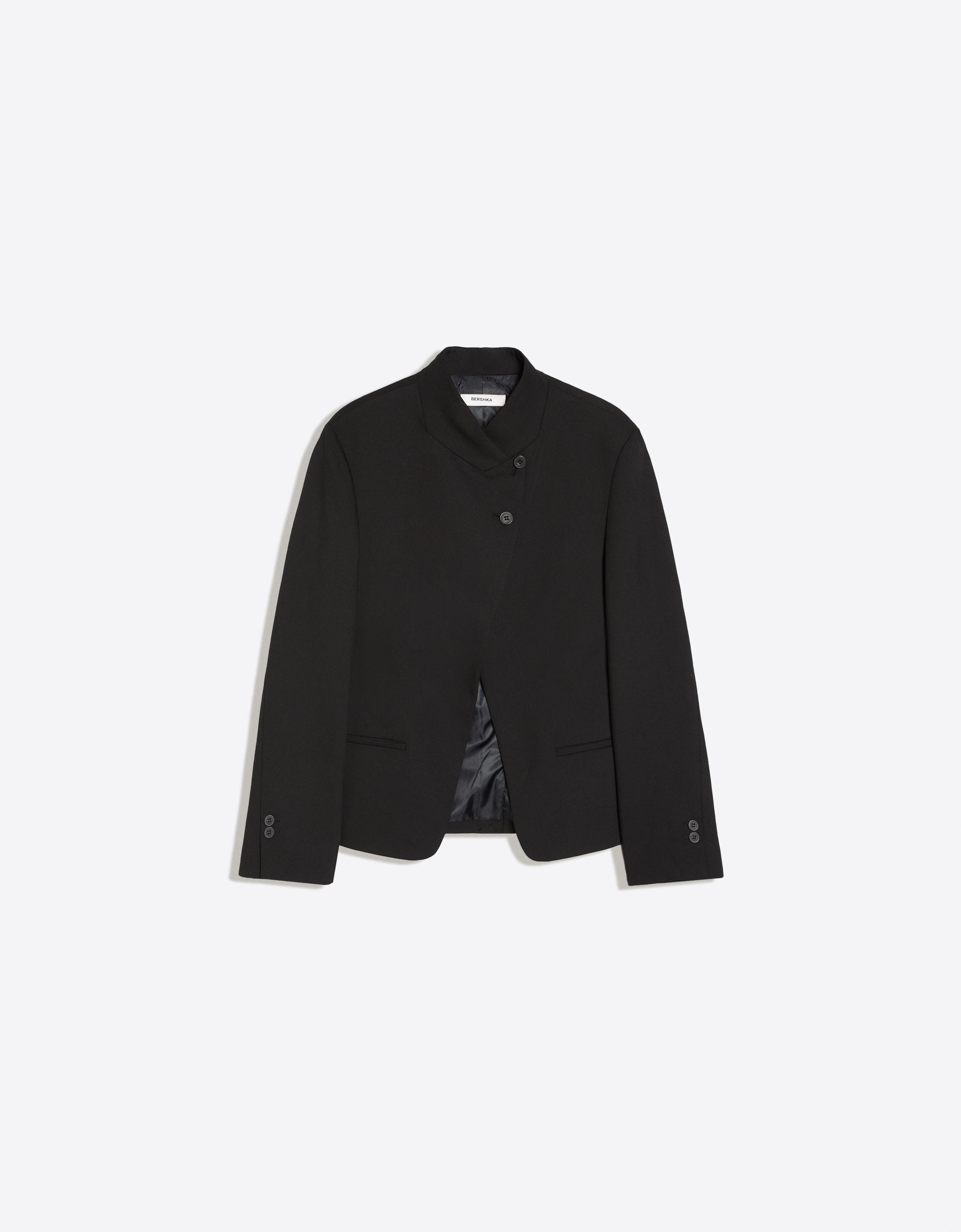 Double-breasted button-up blazer — Black