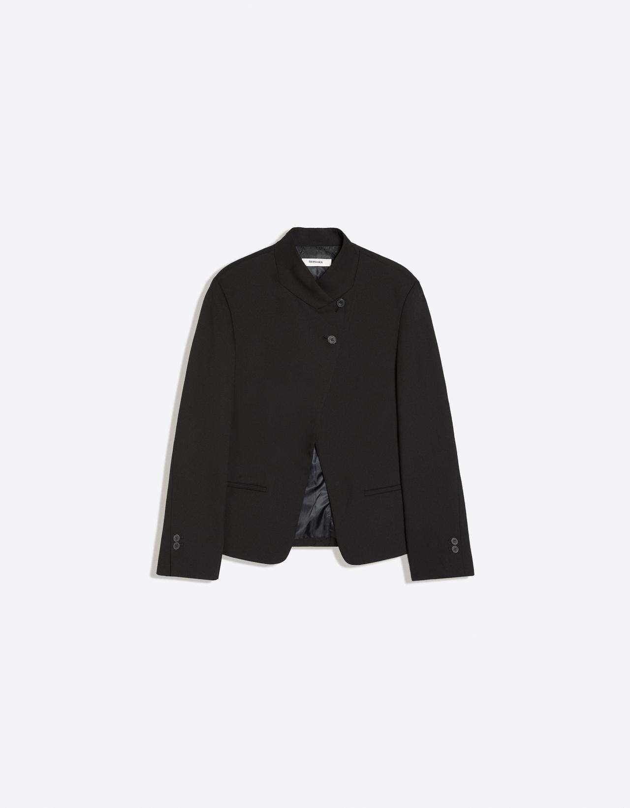 Double-breasted button-up blazer — Black