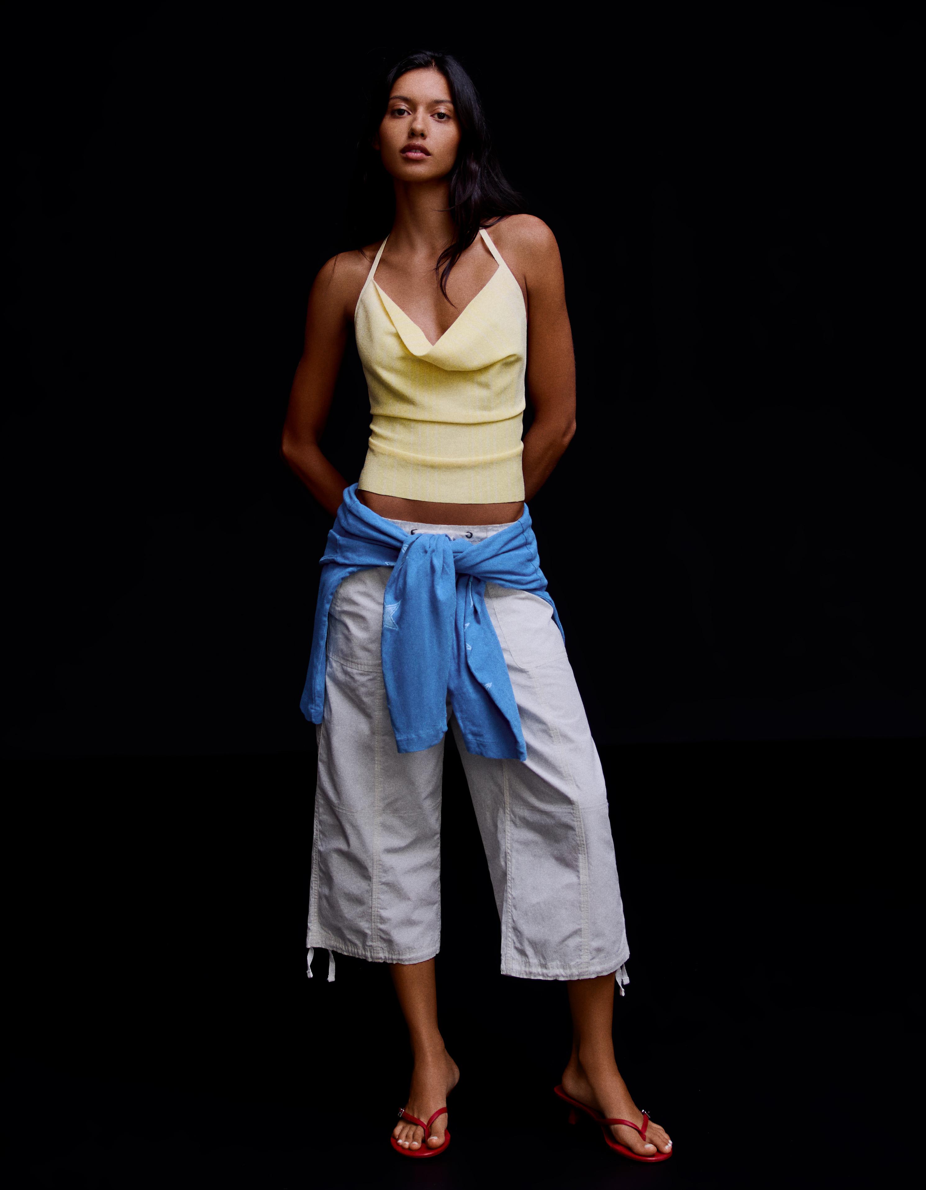 Draped halter top — Yellow