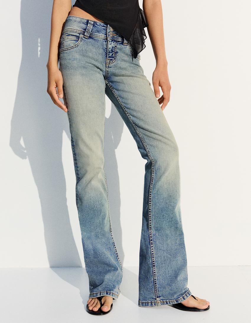Low-rise boot-cut jeans-Light blue