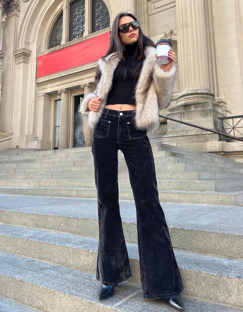 Jack met imitatiebont-Ecru