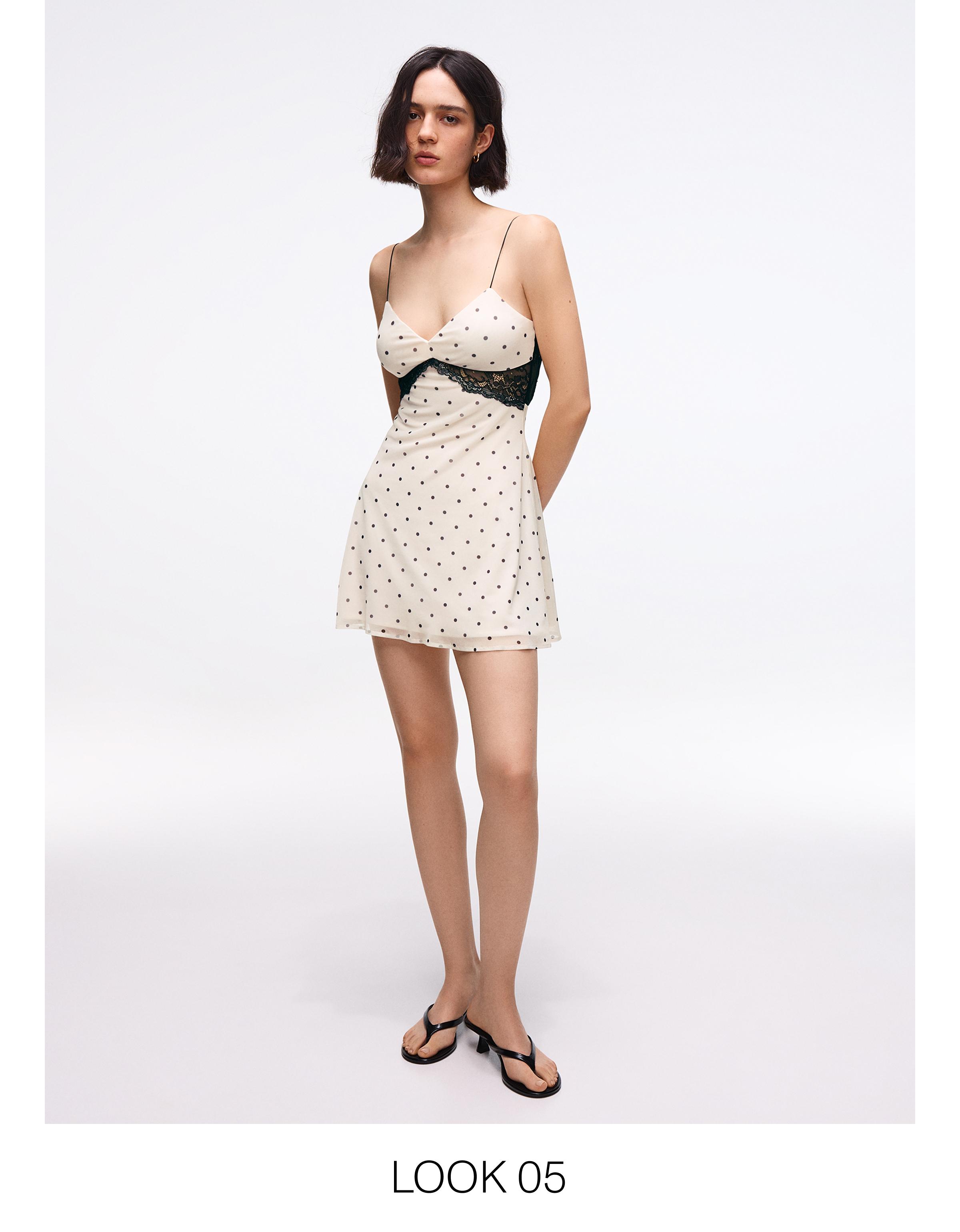 Mini tulle strappy dress — Cream