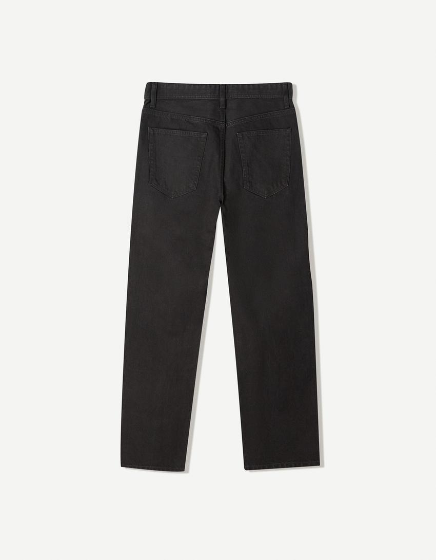 Straight fit jeans-Zwart