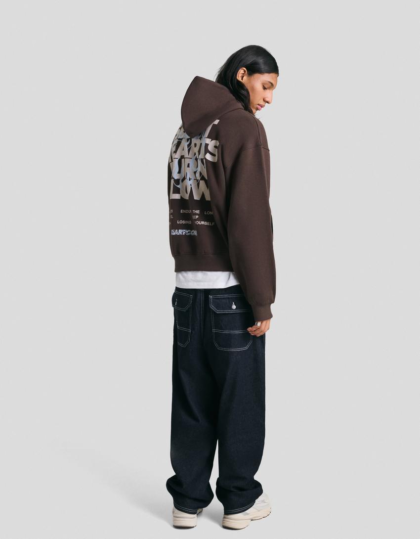 Kapuzen-Sweatshirt mit Print-Braun