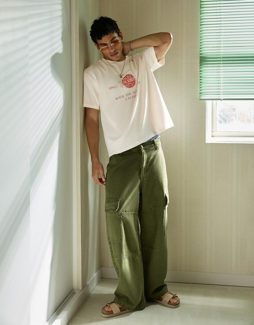 Relaxed fit printed T-shirt-Pink