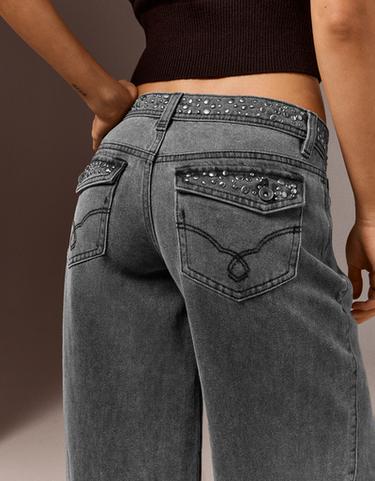 Straight-leg studded trousers — Dark grey 4