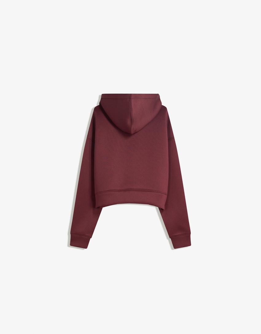 Sudadera cremallera oversize efecto neopreno-Burdeos-4