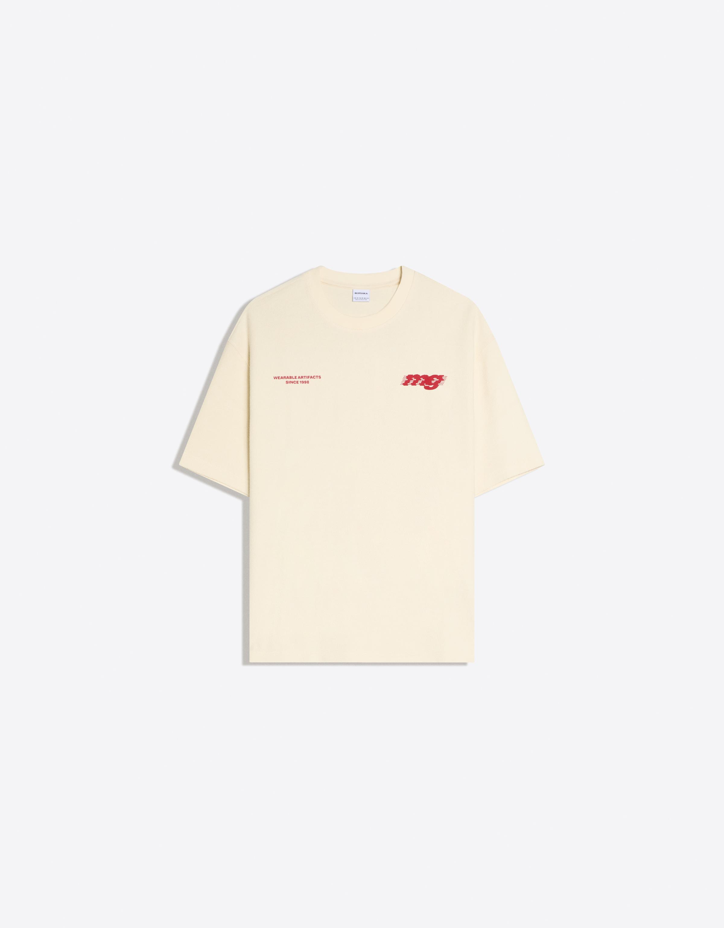 Fleece print T-shirt — Beige
